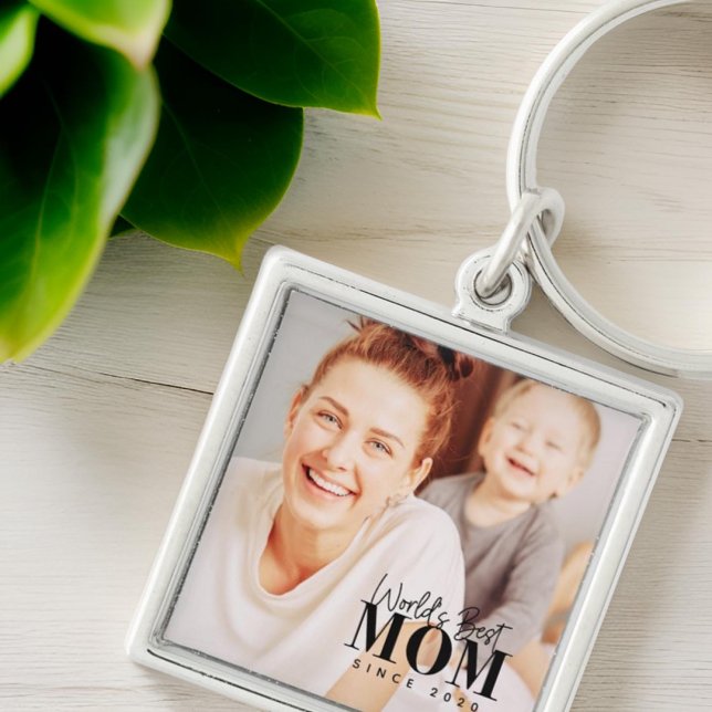 Porte-clés Meilleure maman du monde depuis 20XX Photo moderne (Créateur téléchargé)