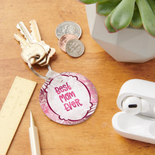 Porte-clés Meilleure maman jamais - Carte florale rose lunati