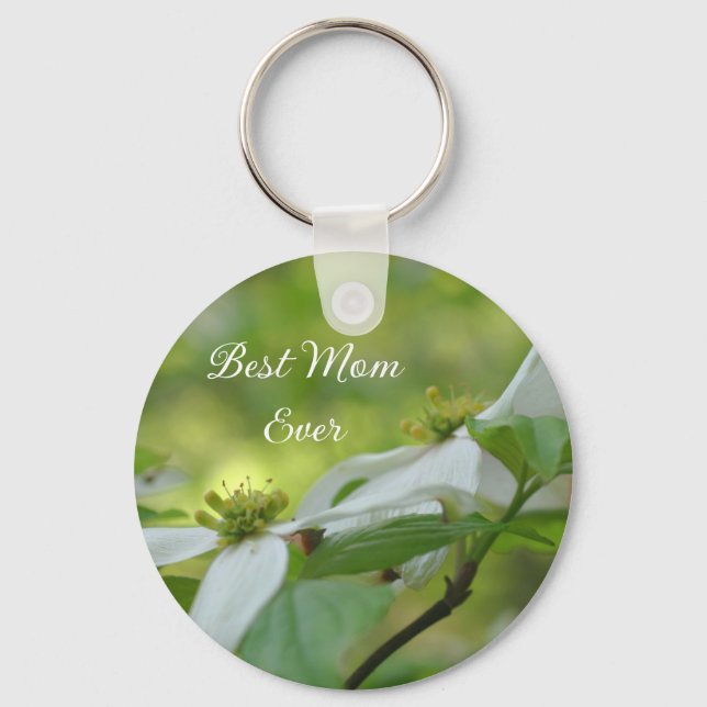 Porte-clés Meilleure Maman Jamais Fleur de Cornouiller  (Recto)