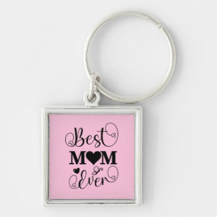 Porte-clés Meilleure maman jamais typographie Script sur rose