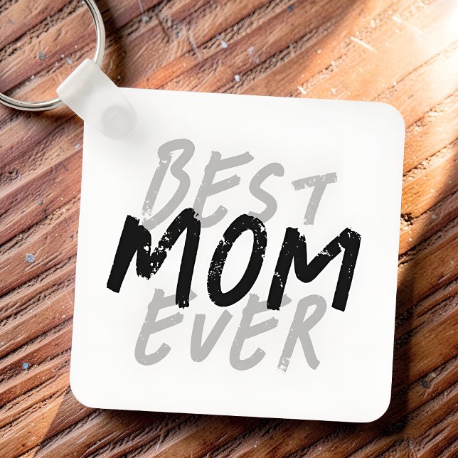 Porte-clés Meilleure Maman Moderne Grunge Noir et Gris (Créateur téléchargé)