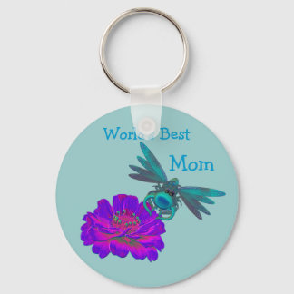 Porte-clés Meilleure maman Porte - clé de fleurs de libellule