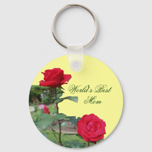 Porte-clés Meilleure maman Red Roses Flower Photo Porte - clé