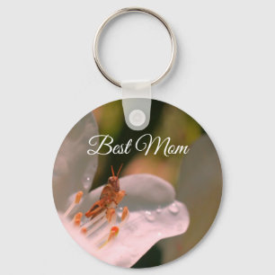 Porte-clés Meilleure Maman Sauterelle Sur Fleur d'Azalée