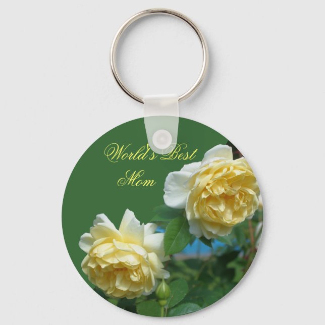 Porte-clés Meilleure maman Yellow Roses Flower Photo Porte -  (Recto)