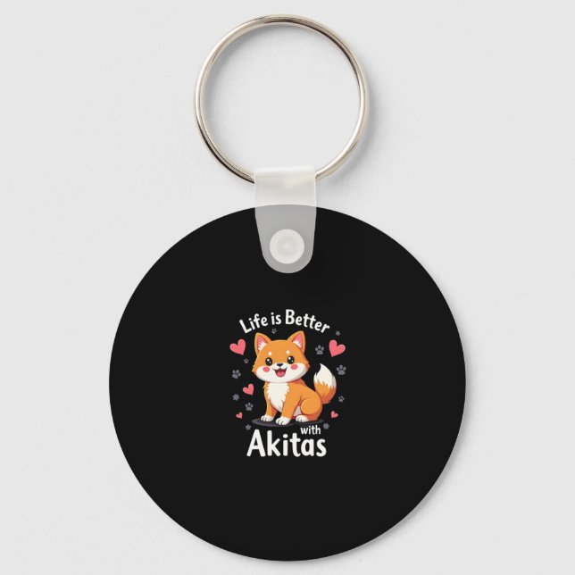 Porte-clés Meilleure vie avec Akita Débardeur (Recto)