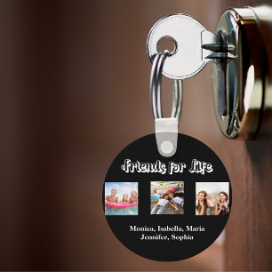 Porte-clés Meilleurs amis BFF noms photo noir blanc