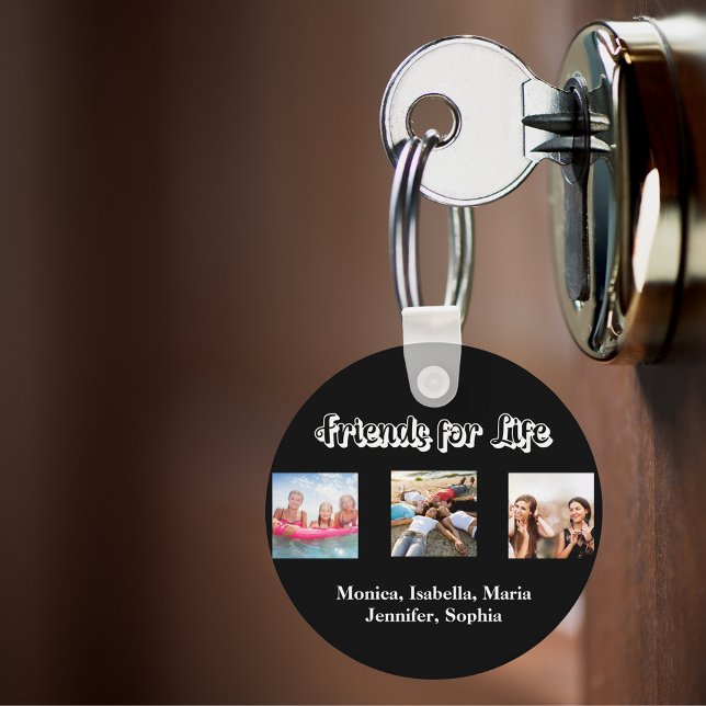 Porte-clés Meilleurs amis BFF noms photo noir blanc (Créateur téléchargé)