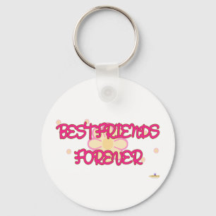 Porte-clés Meilleurs Amis Pour Toujours Orange Fleurs Roses