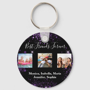 Porte-clés Meilleurs amis pour toujours photo noir violet par