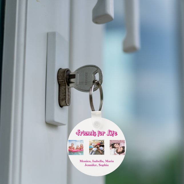 Porte-clés Meilleurs amis rose blanc, photos noms (Créateur téléchargé)