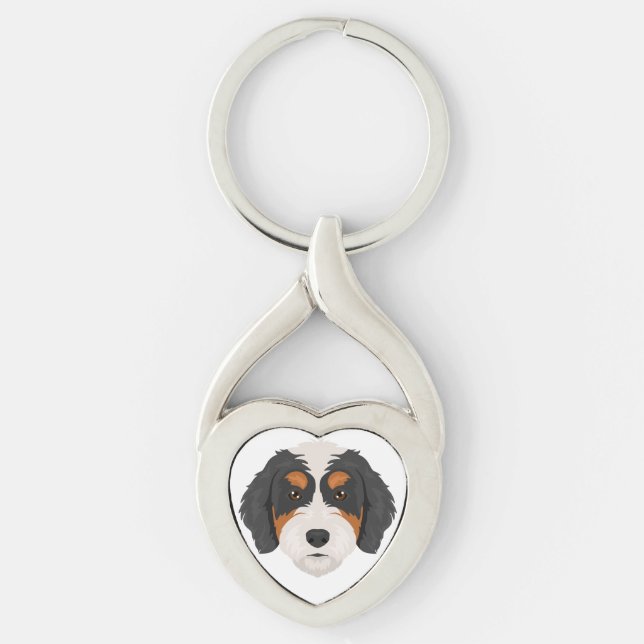 Porte-clés mélange de chien Bernedoodle (Devant)