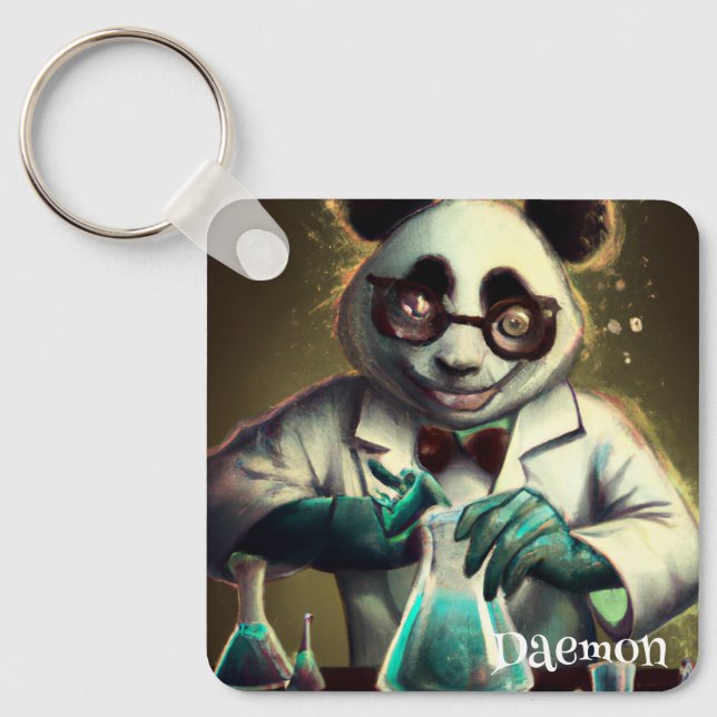 PORTE-CLÉS MÉLANGEUR DE POTIONS PERSONNALISÉ PANDAS SCIENTIST (Recto)
