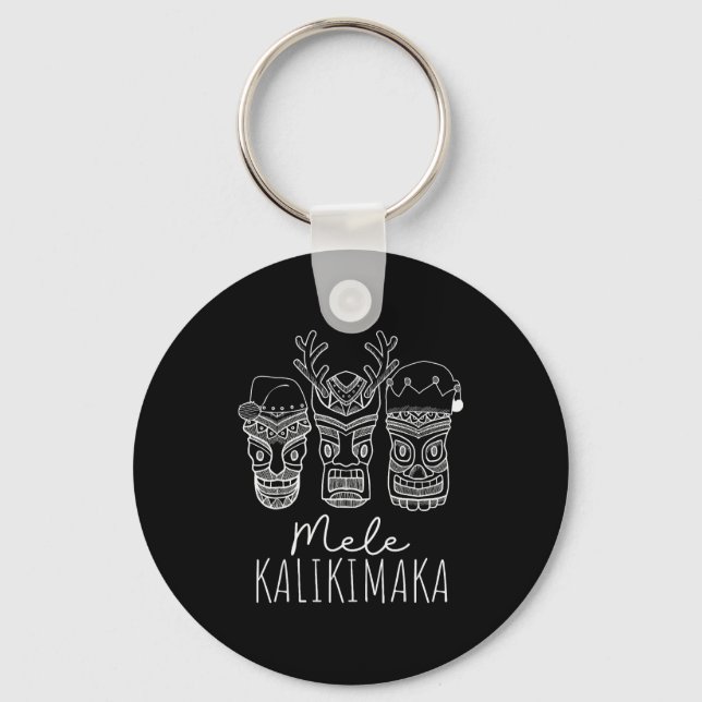 Porte-clés Mele Kalikimaka Christmas Hawaiian Santa Tiki Mask (Recto)