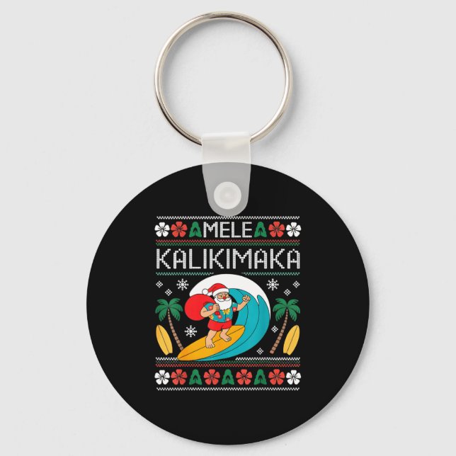 Porte-clés Mele Kalikimaka Pajamas Santa Hawaii Ugly Christma (Recto)