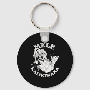Porte-clés Mele Kalikimaka Rétro Hawaii Père Noël Aloha Noël