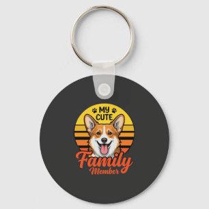 Porte-clés Membre de la famille Corgi mignon amateur de chien