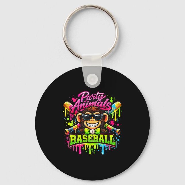 Porte-clés Mème animaux de fête baseball singe drôle  (Recto)