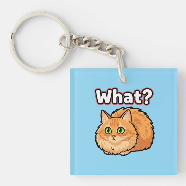Porte-clés mème chat orange confus "Quoi?"  (Devant)