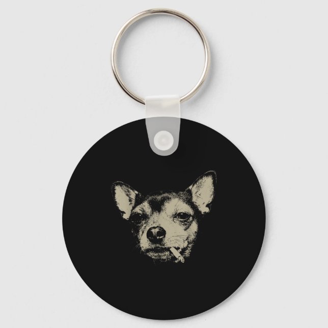 Porte-clés Mème Chihuahua Chien Fumant Cigarette (Recto)