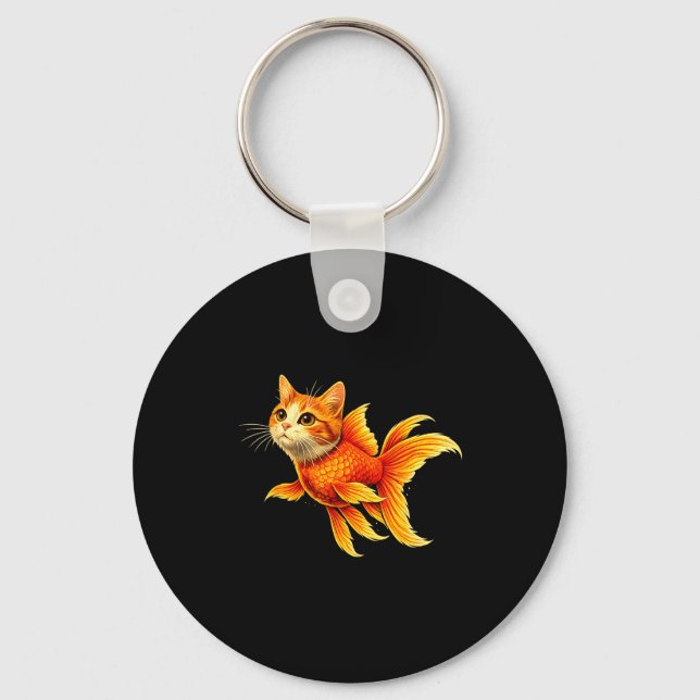 Porte-clés Mème d'animal mignon hybride de chat poisson rouge (Recto)