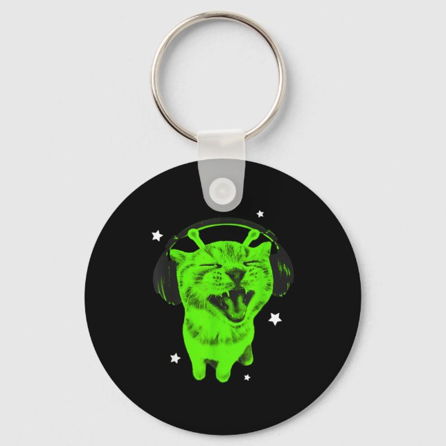 Porte-clés Mème de chat alien drôle Y2k Rétro Chat idiot Vint (Recto)