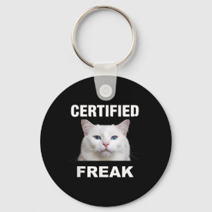 Porte-clés Mème de chat certifié drôle chat blanc