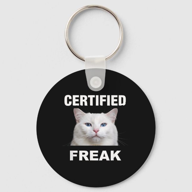 Porte-clés Mème de chat certifié drôle chat blanc (Recto)