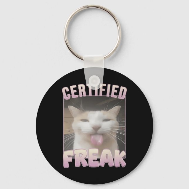 Porte-clés Mème de chat drôle de freak certifié (Recto)
