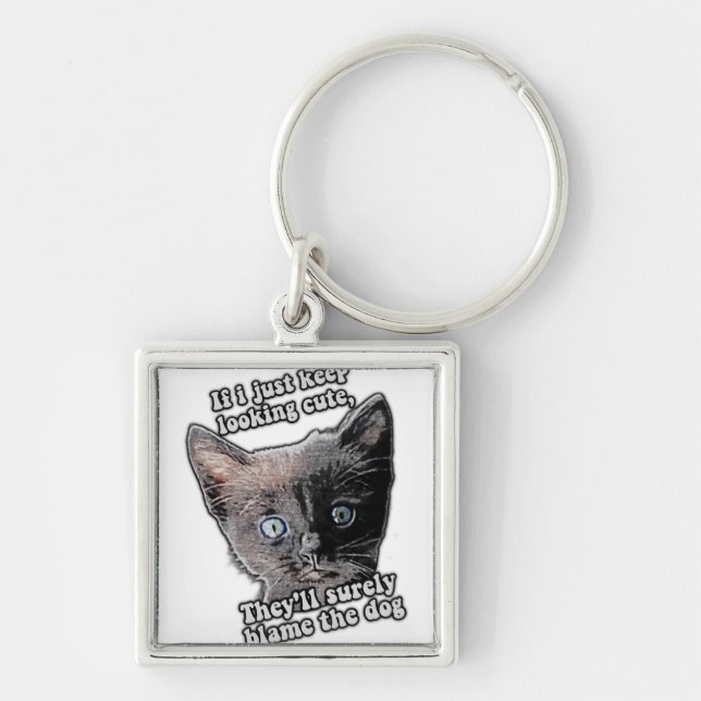 Porte-clés Mème de chat drôle en colère pour les propriétaire (Devant)