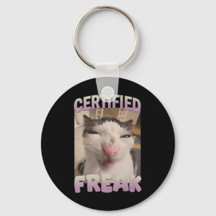 Porte-clés Mème de chat Freak Certifié Mèmes Offensifs Funn