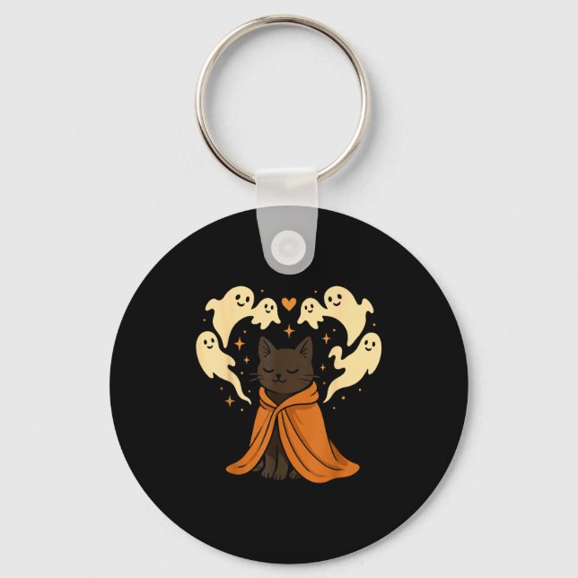 Porte-clés Mème de chat Soky Mignon Noir Halloween  (Recto)