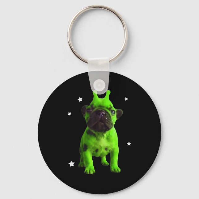 Porte-clés Mème de chien extraterrestre Rétro Chien idiot Esp (Recto)