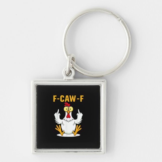 Porte-clés Mème de coq citation F-Caw-F (Devant)