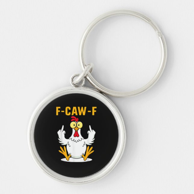 Porte-clés Meme de coq de citation F-Caw-F (Devant)