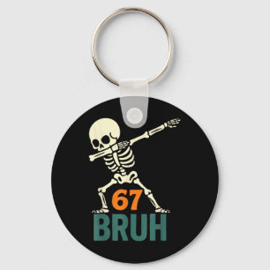 Porte-clés Mème de Halloween Bruh numéros six sept squelette