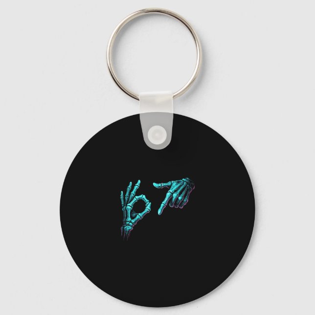 Porte-clés Mème de main de squelette drôle 67 Gen Alpha Hallo (Recto)