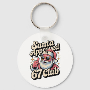 Porte-clés Mème de Noël drôle 67 - Rétro Santa approuvé 67 