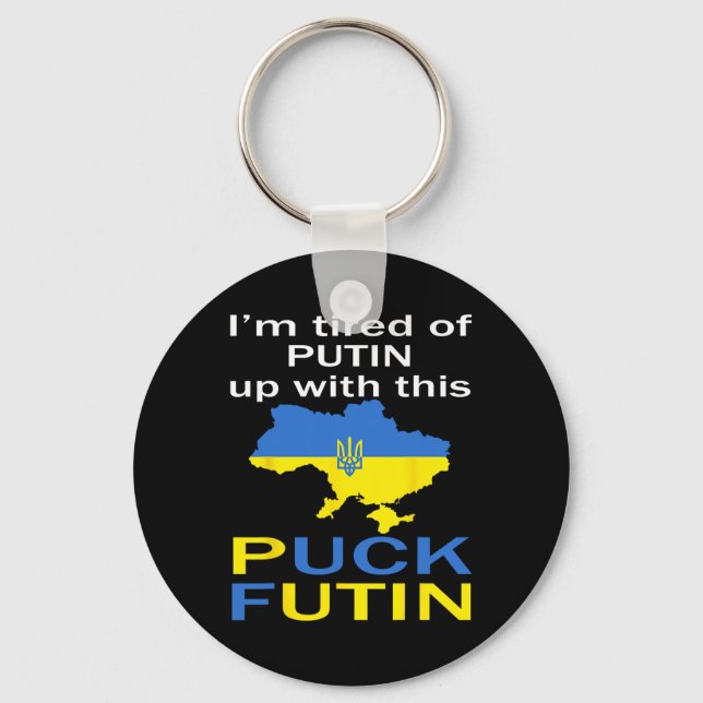 Porte-clés Mème de Puck Futin Fier de la carte de l'Ukraine U (Recto)