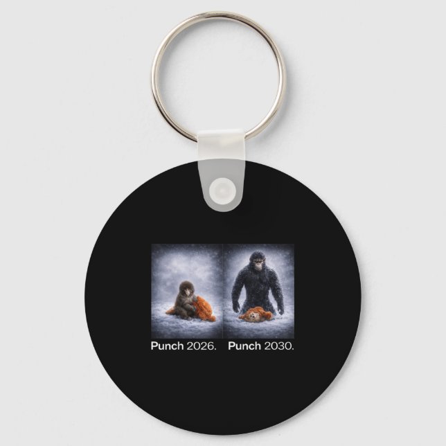 Porte-clés Mème de singe mignon punch design d'animal drôle  (Recto)