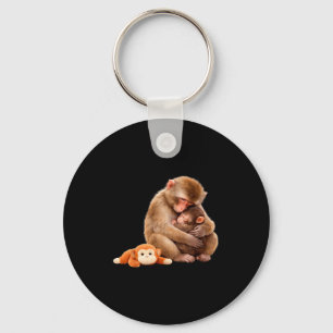 Porte-clés Mème de singe qui frappe en câlinant une peluche