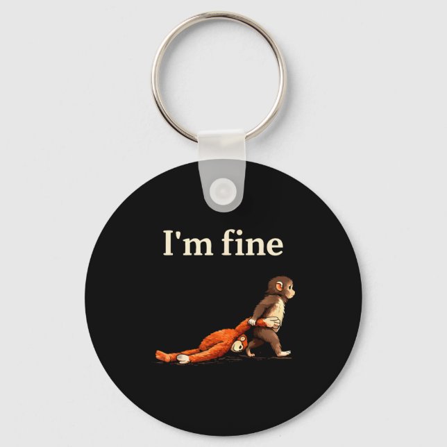 Porte-clés Mème de singe triste frappé avec un jouet orange j (Recto)