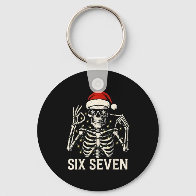 Porte-clés Mème de squelette de Noël 67 avec chapeau de Père  (Recto)