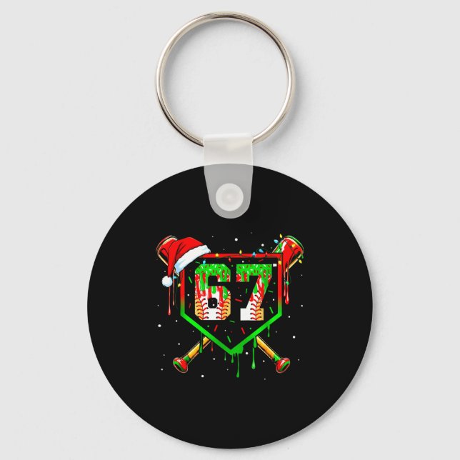 Porte-clés Mème drôle 67 Noël Baseball Glaces Hommes Garçon (Recto)
