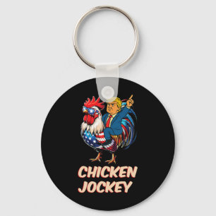 Porte-clés Mème Drôle Trump Jockey de poulet