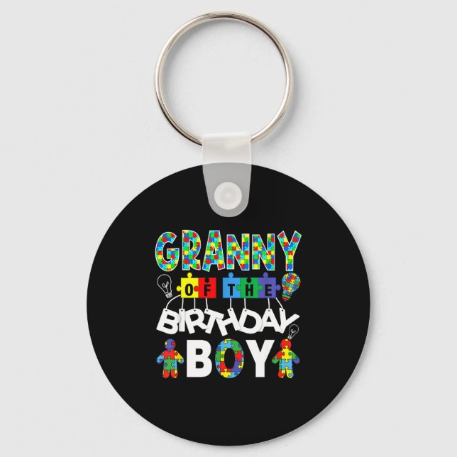 Porte-clés Mémé du garçon d'anniversaire puzzle de sensibilis (Recto)