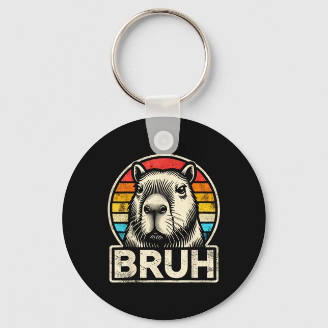 Porte-clés Mème Graphique Funny Capybara Bruh Pour Garçons Fi (Recto)