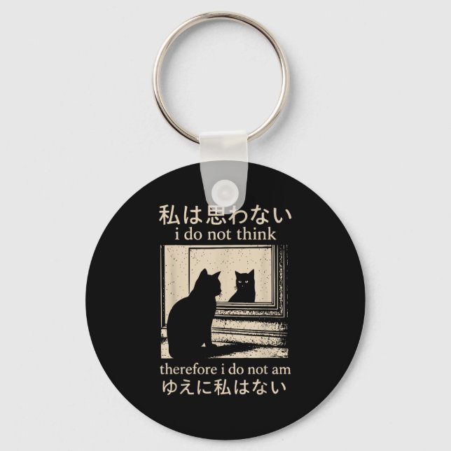 Porte-clés Mème Japonais Drôle Chat Je Ne Pense Pas Par Consé (Recto)