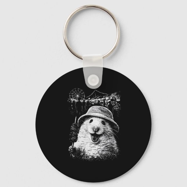 Porte-clés Mème mignon d'hamster mangeant de la glace (Recto)