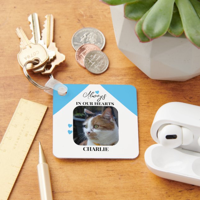Porte-clés Mémoire de sympathie pour chat en bleu (Bureau)